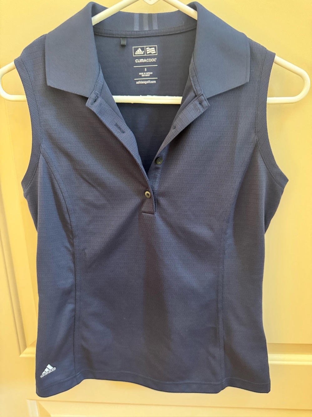 adidas Navy Sleeveless ClimaCool Polo Top
